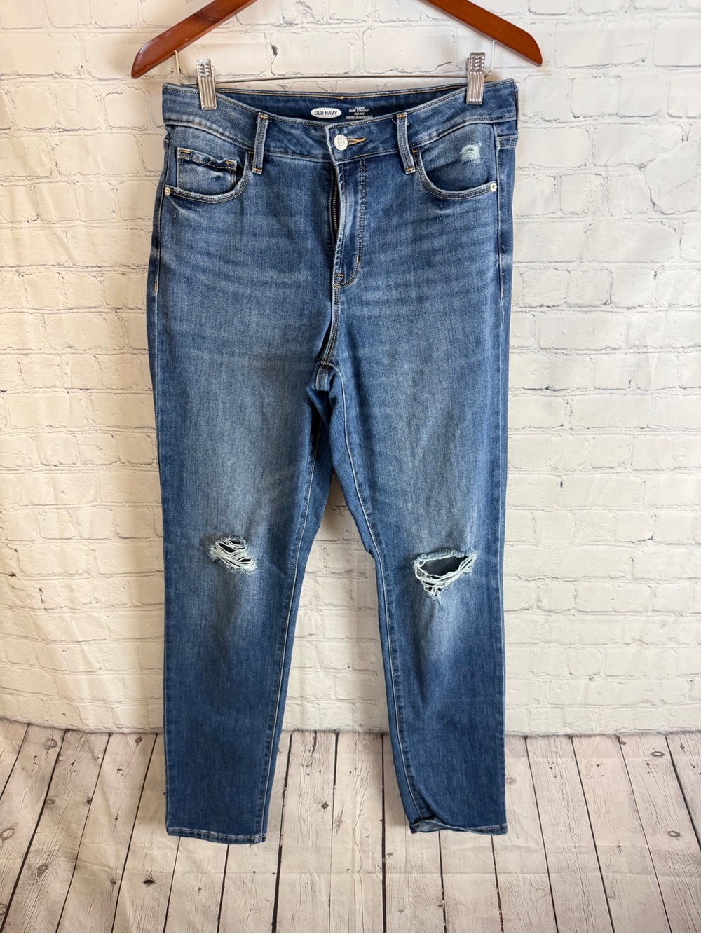 Old Navy Slim Straight Ripped Mid Blue Jeans 8T